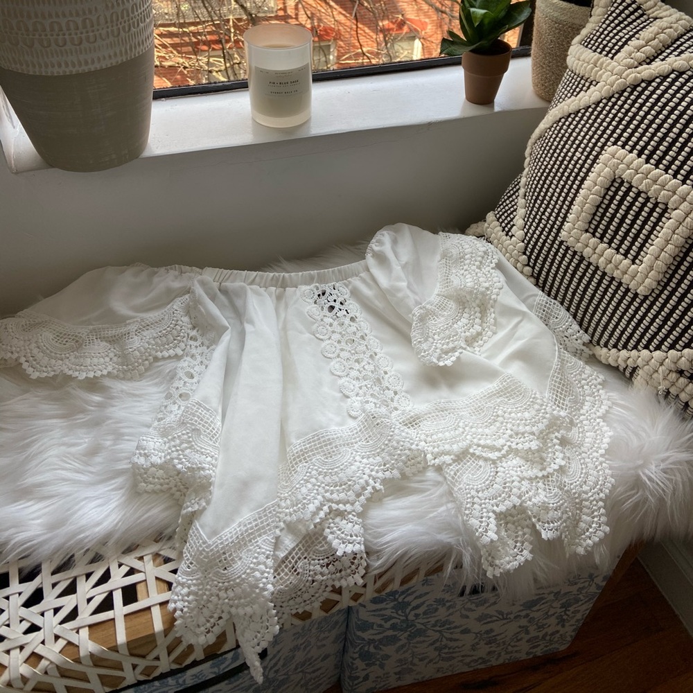 Forever21 White Crochet Off Shoulder Top